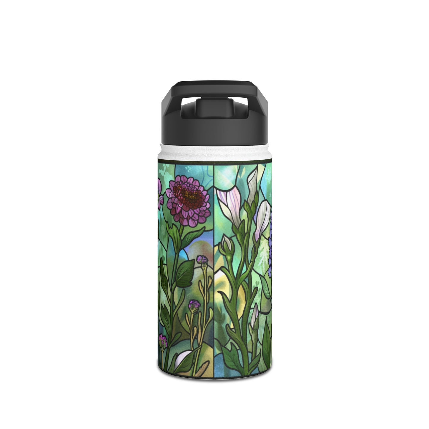 Mosaic Flowers Stainless Steel Water Bottle, Standard Lid