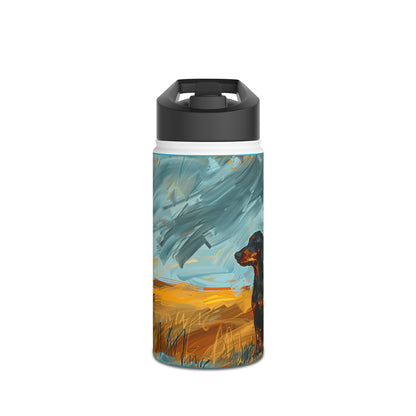 Dachshund Oil Painting Stainless Steel Water Bottle, Standard Lid