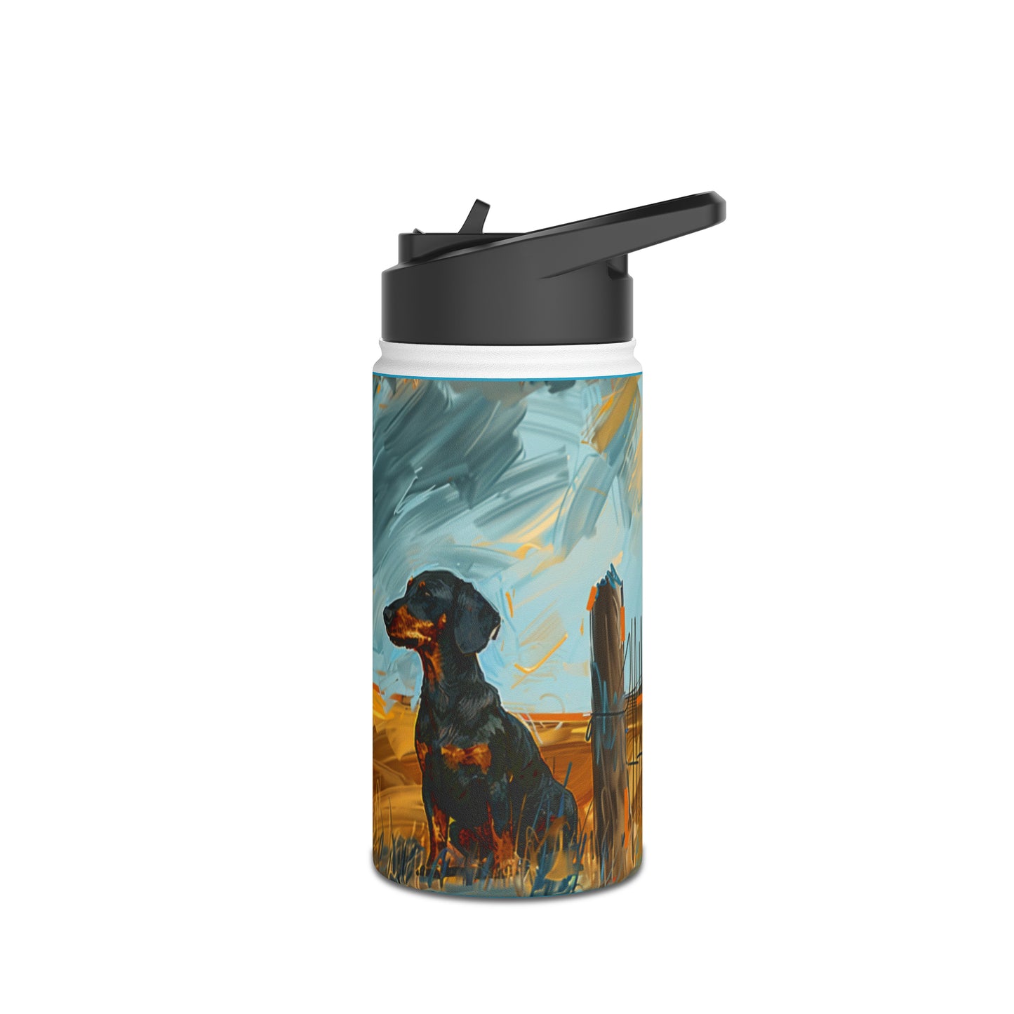 Dachshund Oil Painting Stainless Steel Water Bottle, Standard Lid