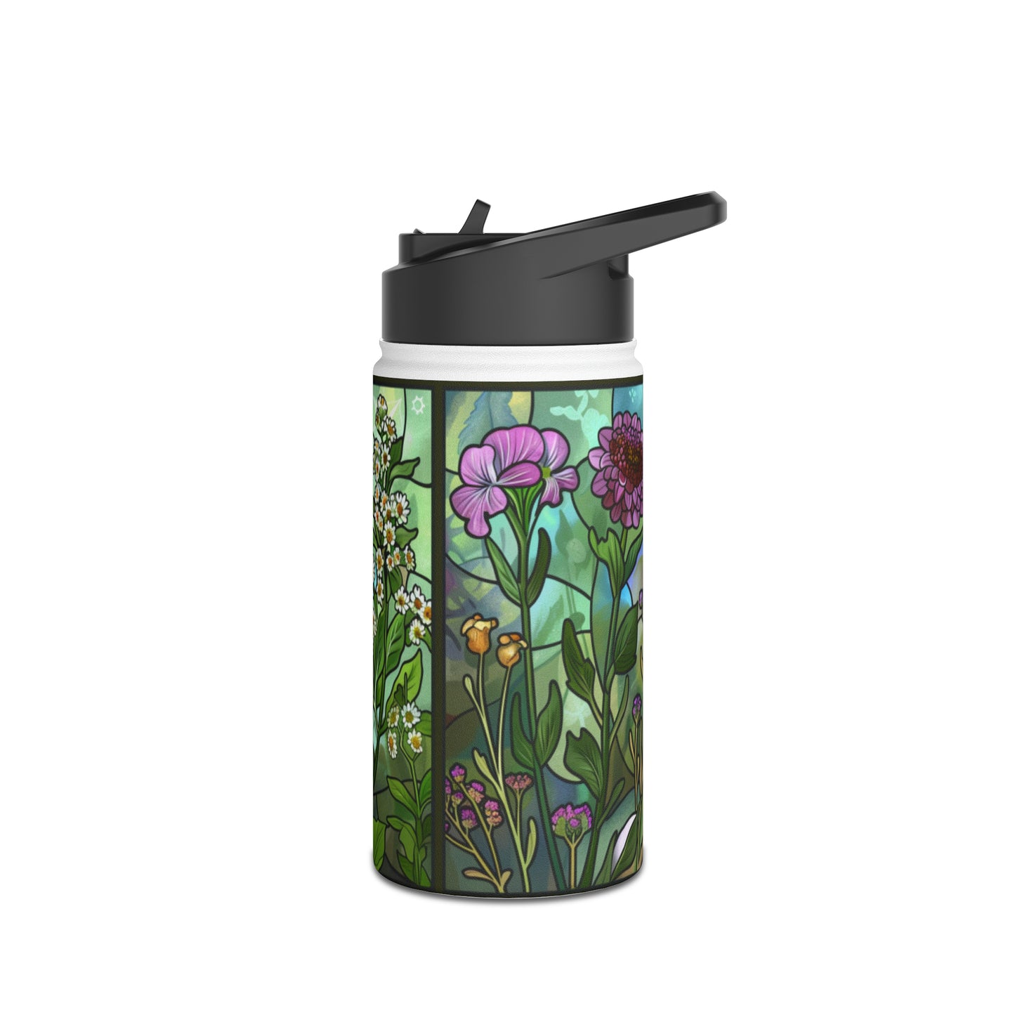 Mosaic Flowers Stainless Steel Water Bottle, Standard Lid