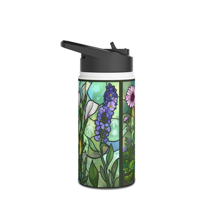 Mosaic Flowers Stainless Steel Water Bottle, Standard Lid