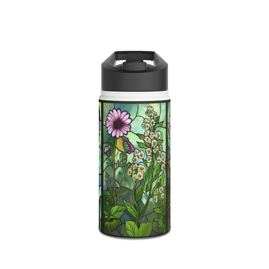 Mosaic Flowers Stainless Steel Water Bottle, Standard Lid