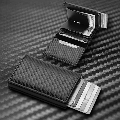 Carbon Fiber RFID Trifold Card Holder Wallet