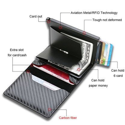 Carbon Fiber RFID Trifold Card Holder Wallet