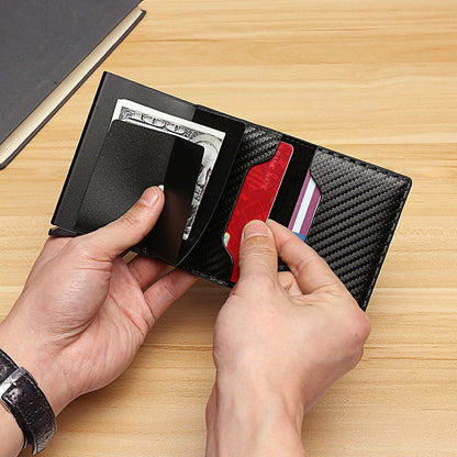 Carbon Fiber RFID Trifold Card Holder Wallet