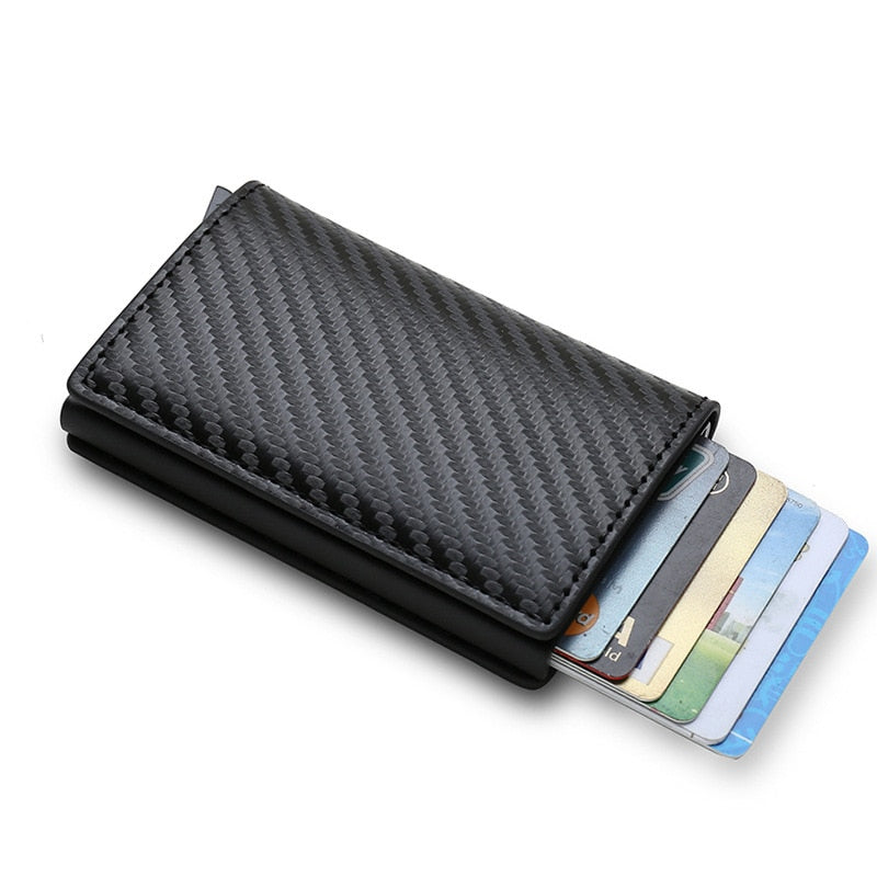 Carbon Fiber RFID Trifold Card Holder Wallet