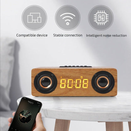 RetroWood 4-in-1 Wireless Charger Bluetooth Speaker Alarm Clock