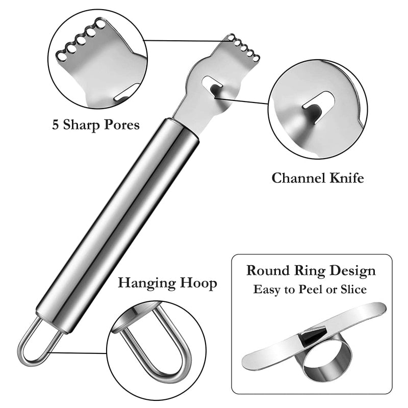 Stainless Steel Citrus Fruit Peeler & Zester Set