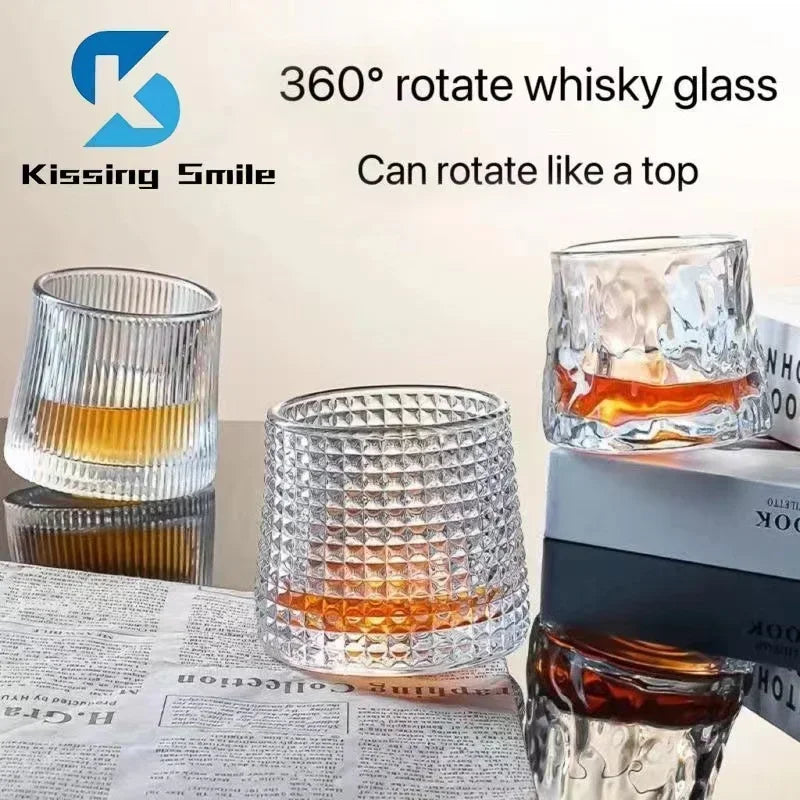 Gyroscopic Whisky Glass Tumbler Set - Rotating Hemisphere Design