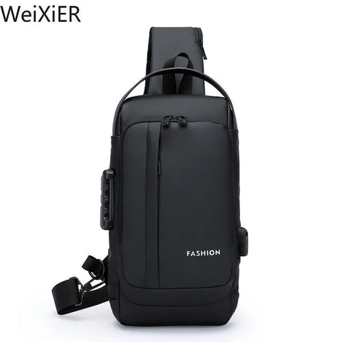 Men Anti Theft Chest Bag Shoulder Bags USB Charging Crossbody Package