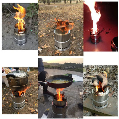 Vilead Camping Wood Stove Equipment Bushcraft Stainless Steel Portable