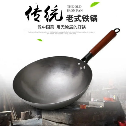 Heritage WokMaster Traditional Hand-Forged Iron Wok with Wooden Handle