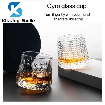 Gyroscopic Whisky Glass Tumbler Set - Rotating Hemisphere Design