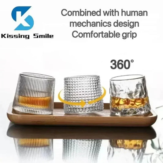 Gyroscopic Whisky Glass Tumbler Set - Rotating Hemisphere Design