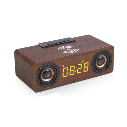 RetroWood 4-in-1 Wireless Charger Bluetooth Speaker Alarm Clock