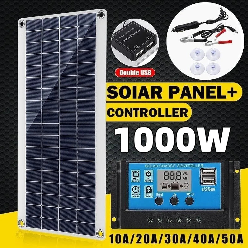 EcoCharge 1000W Solar Panel Kit with Controller