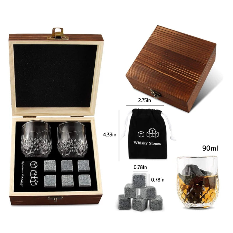 ChillStone Elegance - Whiskey Glass & Granite Chilling Stone Set