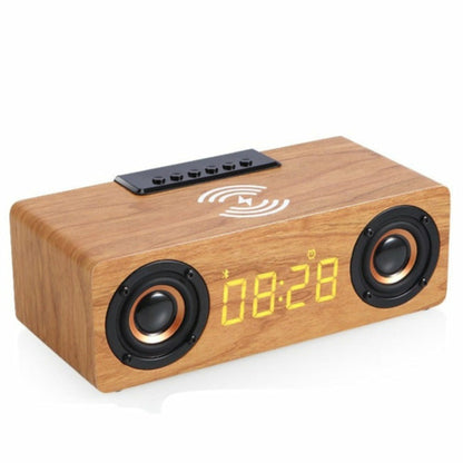 RetroWood 4-in-1 Wireless Charger Bluetooth Speaker Alarm Clock