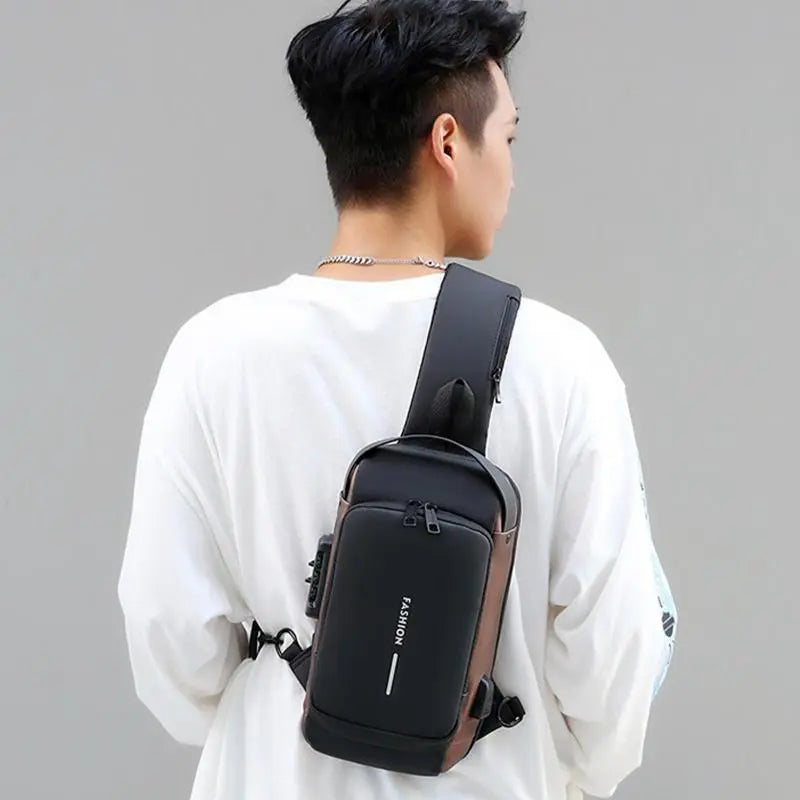 Men Anti Theft Chest Bag Shoulder Bags USB Charging Crossbody Package