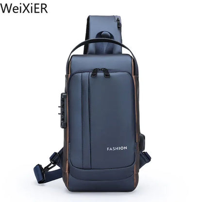 Men Anti Theft Chest Bag Shoulder Bags USB Charging Crossbody Package